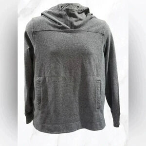 Lululemon grey breathable cotton blend hooded  long sleeve yoga run sweatshirt 4
